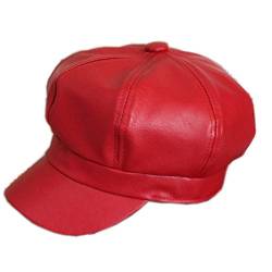 Idopy Kunstleder 8 Stück Cabbie Hut Beret Newsboy Cap (Rot) von Idopy