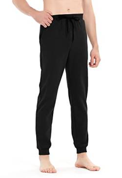 Idtswch 30/32/34/36/38/40, lange Innennaht, lange Herren-Jogginghose mit Reißverschlusstaschen, Schwarz, 3XL von Idtswch