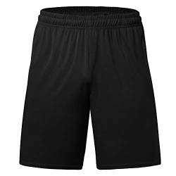 Idtswch Big Herren Athletic Basketball-Shorts, leicht, Dry-Fit, Trainings-Shorts, Reißverschlusstaschen (XL-6X) - Schwarz - 4X von Idtswch