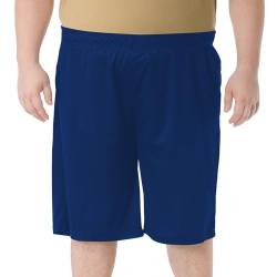 Idtswch Big & Tall Herren Basketball-Shorts Active Athletic Lightweight Dry-Fit Training Workout Shorts Reißverschlusstaschen (XL-6X) - Blau - 4X von Idtswch