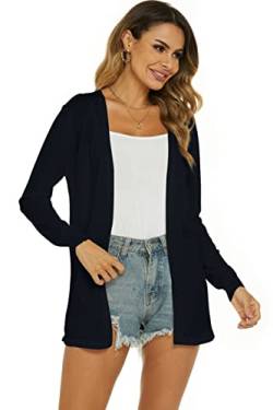 Ietaoo Damen Strickjacke Sommer Cardigan Elegant Lang Jacke Leichte Langarm Offene Strickjacke Sommerjacke Schwarz M von Ietaoo