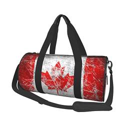 Runde Reisetasche, faltbare Sporttasche, große Kapazität, Huhn und Hahn-Druck, Übernachtungstasche, geeignet für Männer und Frauen, Flagge Kanadas, Einheitsgröße von IguaTu
