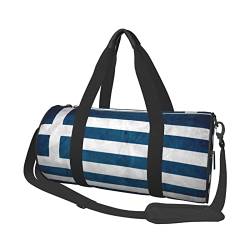 Runde Reisetasche, faltbare Sporttasche, große Kapazität, farbige Pfauen-Übernachtungstasche, geeignet für Männer und Frauen, Griechische Flagge, Einheitsgröße von IguaTu