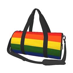 Runde Reisetasche Faltbare Sporttasche Große Kapazität American Football Schnürsenkel Übernachtungstasche Geeignet für Männer und Frauen, Regenbogenflagge, Einheitsgröße von IguaTu