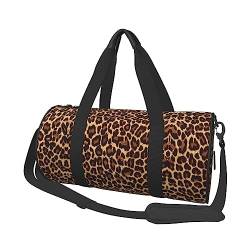 Runde Reisetasche Faltbare Sporttasche Große Kapazität Rosa Marmor Textur Übernachtungstasche Geeignet für Männer und Frauen, Cooles Leopardenmuster, Einheitsgröße von IguaTu