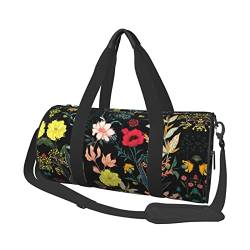 Runde Reisetasche Faltbare Sporttasche Große Kapazität Roter Panda Übernachtungstasche Geeignet für Männer und Frauen, Buntes Boho-Blumenmuster, Einheitsgröße von IguaTu