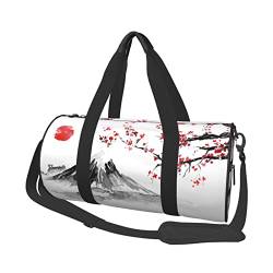 Runde Reisetasche Faltbare Sporttasche Große Kapazität Roter Panda Übernachtungstasche Geeignet für Männer und Frauen, Japanischer Berg rote Sonne, Einheitsgröße von IguaTu