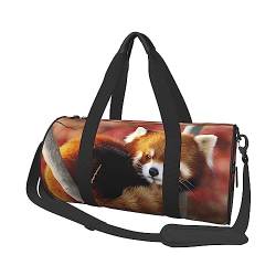 Runde Reisetasche Faltbare Sporttasche Große Kapazität Roter Panda Übernachtungstasche Geeignet für Männer und Frauen, Red Panda, Einheitsgröße von IguaTu