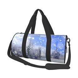 Runde Reisetasche Faltbare Sporttasche Große Kapazität Roter Panda Übernachtungstasche Geeignet für Männer und Frauen, Winterlandschaft, Einheitsgröße von IguaTu