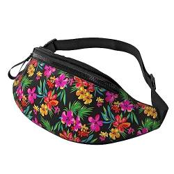 Bauchtasche mit Zebra-Druck, für Herren und Damen, modisch, verstellbar, für Reisen, Sport, Wandern, Hawaii-Blume, Einheitsgröße von Iguatu