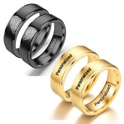 Ihanskio Personalisierte Ring für Paar Doppel Farbe Streifen Muster Ringe Innen Können Eingraviert Individuelles Versprechen Hochzeit Engagement Ringe Titan Stahl 6MM 4MM 6-13# (8MM/6MM, 1 PAIR) von Ihanskio