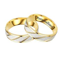 Personalisierte Ring für Paar Doppel Farbe Streifen Muster Ringe Innen Können Eingraviert Individuelles Versprechen Hochzeit Engagement Ringe Titan Stahl 6MM 4MM 6-13 # (Stripe-6MM/4MM, 1 PAIR) von Ihanskio