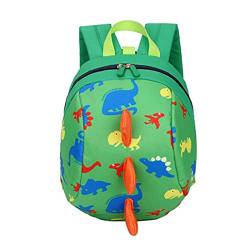 Ikaif Kinder Rucksack mit Sicherheit Leine, Anti-Verloren Nette Kinder Kind Dinosaurier Tasche für Jungen Mädchen, kindergarten Schule Bookbag (Green) von Ikaif