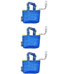 Ikea KNOLIG Mini Blue Bag M眉nzb枚rse mit Schl眉sselanh盲nger, 104.782.42 - 3er Set von Ikea