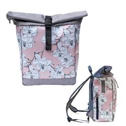 Ikuri Fahrradtasche/Rucksack Kombi Fahrradrucksack aus Plane für Gepäckträger Packtasche Wasserdicht für Frauen - Modell Magnolia von Ikuri