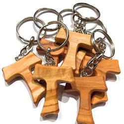 La Sole Schlüsselanhänger Tau aus Olivenholz, Kreuz San Francesco Assisi, 40 Stück, 4 cm von Il sole