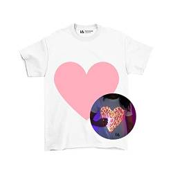 Original Love Heart Interactive Glow In The Dark T-Shirt Beleuchtete Bekleidung, Schwarz , 7-8 Jahre von Illuminated Apparel