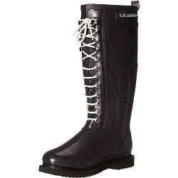 Ilse Jacobsen HORNBÆK | Lange Damen Gummistiefel aus Natur Bio Gummi | Wasserdicht | PVC Frei | Hohe Stiefel mit Schnürsenkel aus Baumwolle | Dänisches Design | RUB1 | Black | 39 EU von Ilse Jacobsen