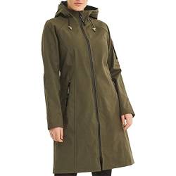 Ilse Jacobsen HORNBÆK | RAIN37L | Klassische Langer Damen Jacke | Outdoor Regen Parka wasserdicht, winddicht, atmungsaktiv | Softshell Polyester und Elastan | Army | 44 von Ilse Jacobsen