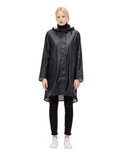 Ilse Jacobsen langer Damen Regen Parka | elegante A-Linie | abnehmbare Kapuze | wasserdicht winddicht | Polyester mit Gummi Überzug | RAIN71 Schwarz 38 von Ilse Jacobsen