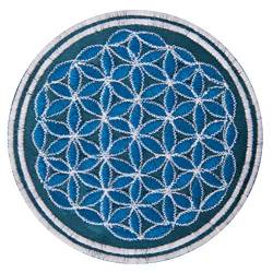 ImZauberwald Blume des Lebens Aufnäher türkis weiss (≈9cm Patch, Heilige Geometrie, UV aktiv) flower of life Drunvalo Melchizedek fol-tur-w von ImZauberwald