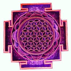 ImZauberwald Flower of Life patch - heilige Geometrie (17cm, UV aktiv, deeppurple yantra) von ImZauberwald