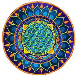 ImZauberwald Flower of Life patch - leuchtet im Schwarzlicht (20cm, full uv active, flower mandala) Blue Lotus von ImZauberwald