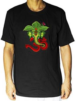 ImZauberwald "Green Ganesha AUM T-Shirt (Schwarzlicht aktiv) Lotus goa Trance PSY Spirit B-XXL von ImZauberwald