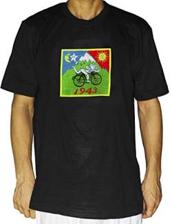ImZauberwald LSD original Bicycle Day T-Shirt (Schwarzlicht aktiv) Albert Hofmann Goa Shirt Psychedelic Acid Design B-M von ImZauberwald