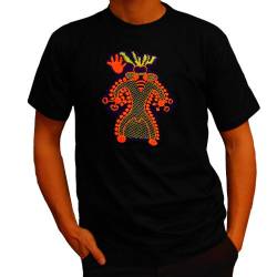 T-Shirt Mushroom Man 11000 Jahre alte Höhlenmalerei Zauberpilz Schamane Tassili Magic Shroom PSY Pilz Honig Goa Shirt Terence McKenna B-XL von ImZauberwald