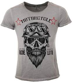 KEY LARGO Herren MT Bearded Biker T-Shirt, Silver (1107), XL von Imaczi