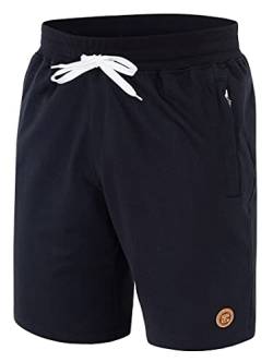 Imako Kurze Hose Herren I Herren Shorts I Bermuda Shorts Herren mit Seitentaschen und Reißverschluss - Tunnelzug I Herren Shorts für Heim und Freizeit Schwarz Gr. M von Imako