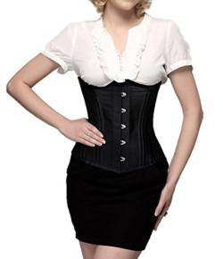 Imbry Damen Unterbrustkorsett Satin Bauchweg Korsett Corsage Waist Cincher Top Tailenformer (6XL, Schwarz) von Imbry