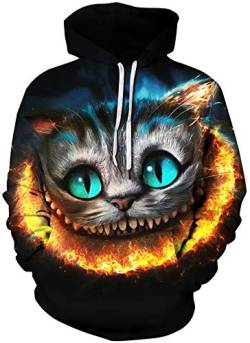 Imbry Herren Slim Fit Hoodie Long Sleeve Kapuzenpullover 3D Druck Muster Sweatshirt Pullover (2XL/3XL, Katze Panda) von Imbry