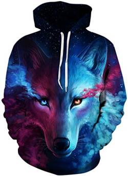 Imbry Herren Slim Fit Hoodie Long Sleeve Kapuzenpullover 3D Druck Muster Sweatshirt Pullover (L/XL, Wolf2) von Imbry