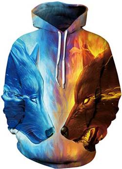 Imbry Herren Slim Fit Hoodie Long Sleeve Kapuzenpullover 3D Druck Muster Sweatshirt Pullover (S/M, AAWolf) von Imbry