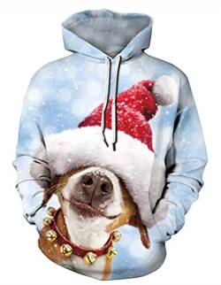 Imbry Herren Weihnachtspullover Unisex Lustig Weihnachtsmann Hässlicher Weihnachtspullover Langarm Kapuzenpullover (S,S-09) von Imbry