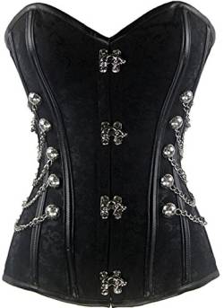 Imbry Vintage Corsagetop Damen Korsett mit Nieten Gothic Steampunk Schwarz (6XL, Schwarz1) von Imbry