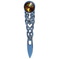 Schottische Kiltnadel für Herren, 10,2 cm, mit schönem Stein und keltischem Knoten, Schottland-Kiltnadeln für Herren, Messing von Imperial Kilt Products