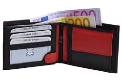 Herrengeldbörse/Portemonnaie Echt-Leder (schwarz/rot) von Impex