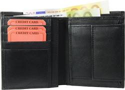 Super weiche Leder Geldbörse in schwarz für Frauen und Herren, Portemonnaie Brieftasche mit Reißverschluss Scheinfach und doppeltem Kleingeldfach Münzfach - mit Geheimfach für Scheine von Impex