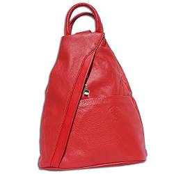 Florence Damen Rucksack Schultertasche Tasche rot Leder 26x10x32 City OTF604R Leder Schultertasche von Imppac