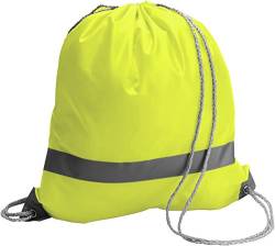 Schuh-/Rucksack Turnbeutel "Emergency" mit Kordel, Metallösen und Reflektorstreifen aus 190T Polyester, ca. 41x36x0,1cm (gelb) von Impression