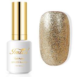 Imtiti Gel-Nagellack, 15 ml, Platin, Gold, Gelb, Glitzer, Soak-Off-LED-Nagellack, langanhaltender Nagellack, Nagelkunst, Anfänger, Maniküre, Salon, DIY zu Hause, 0,5 Flüssigkeit von Imtiti