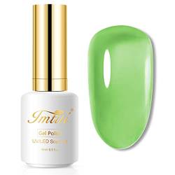 Imtiti Jelly UV Nagellack, 1 Pcs 15 ML Licht Grün Gelee Gel Lack Soak Off LED UV Nagel Gel Lack Sheer Transparent Gel Nagellack DIY Nagel Kunst Starter Maniküre Salon Gel Nagel Kit für Frauen Mädchen von Imtiti