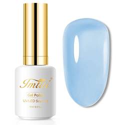 Imtiti Jelly UV Nagellack, 1 Pcs 15 ML Lichtblau Gelee Gel Lack Soak Off LED UV Nagel Gel Lack Sheer Transparent Gel Nagellack DIY Nagel Kunst Starter Maniküre Salon Gel Nagel Kit für Frauen Mädchen von Imtiti