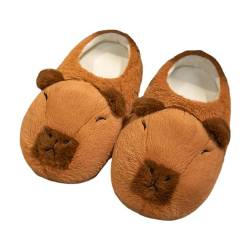 Capybara Hausschuhe Damen, Niedliche Fuzzy-Hausschuhe für Damen, Pelzige, rutschfeste, lustige Hausschuhe, weiche, bequeme Schlafzimmerschuhe, flauschige Winter-Hausschuhe im Winter von Imtrub