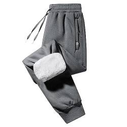 Imuedaen Jogginghose Herren Winter Fleece Gefüttert Warme Trainingshose Fleece Plüsch Gefüttert Jogger Hose Sweatpants Winterhose Traininghose mit Tasche (AA Dunkelgrau, M) von Imuedaen