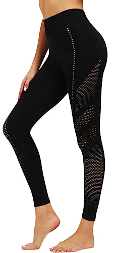 Damen Leggings Sportleggings, mit Shape Funktion und ausgestanzten Löchern, in der Farbe schwarz - Grösse L von In One Clothing