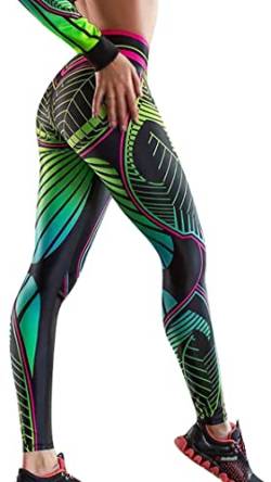 Damen Leggings Sportleggings mit hohem Bund - Yoga-Fitness-Hose mit Fantasie Motiv Pandora World - Grösse L von In One Clothing